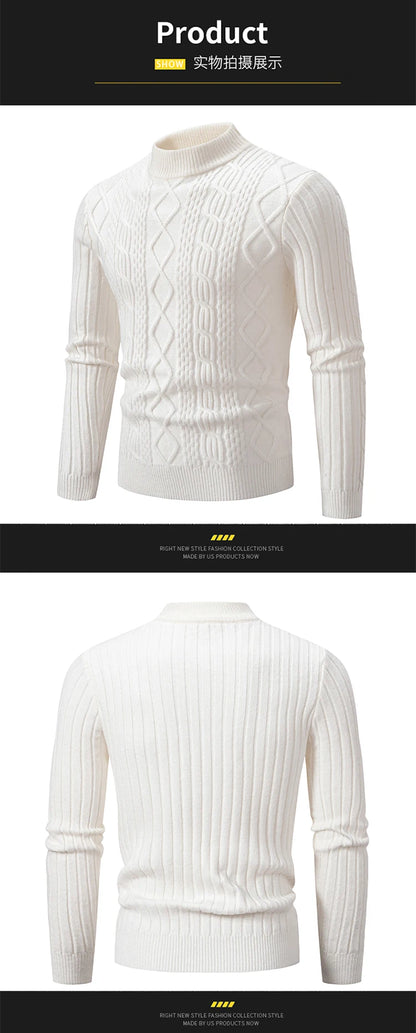 2023 Autumn  and Winter New Sweaters Warm Fit Knitted Sweaters Solid Color Casual Pullover Multiple Styles Sweater Men