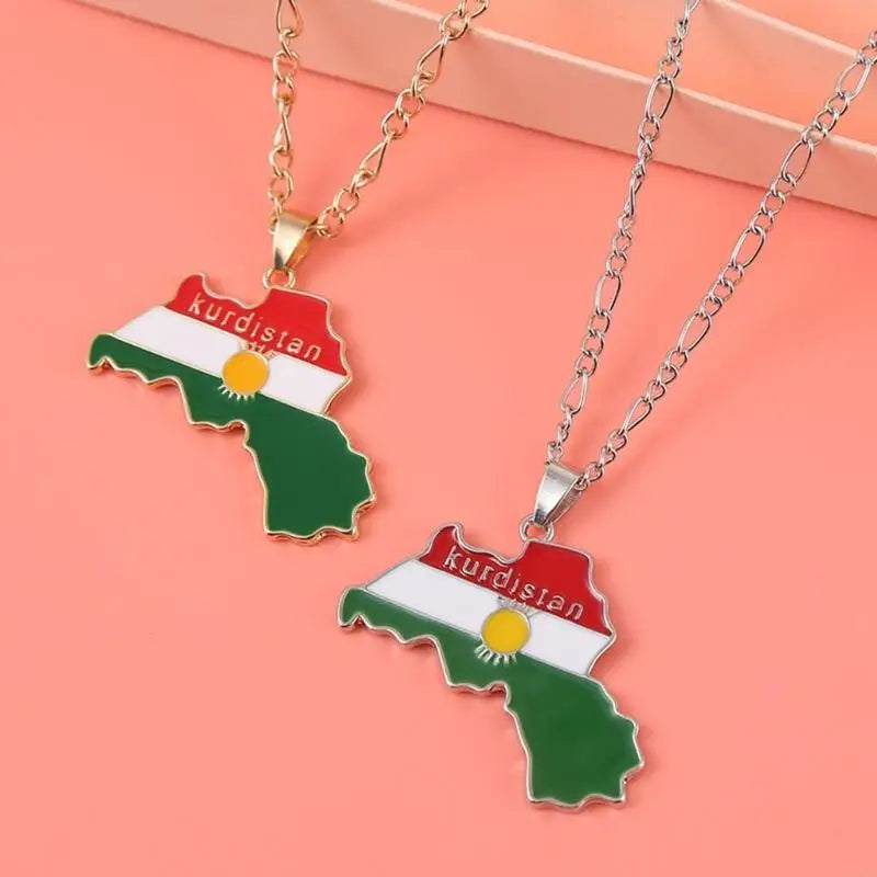 U2JF Unisex Kurdistan Map Pendant Necklace for Women Men Choker Keychain Gift.