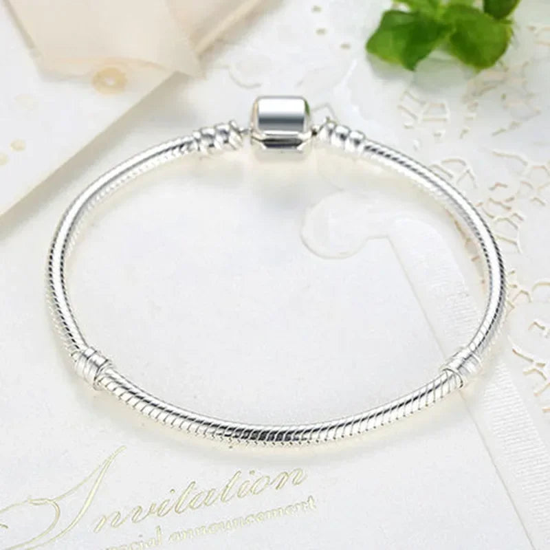 High quality bracelet 925 sterling silver classic bucket buckle bracelet fit original charm beads DIY women's jewelry Gifts.