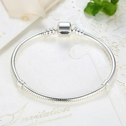 High quality bracelet 925 sterling silver classic bucket buckle bracelet fit original charm beads DIY women's jewelry Gifts.