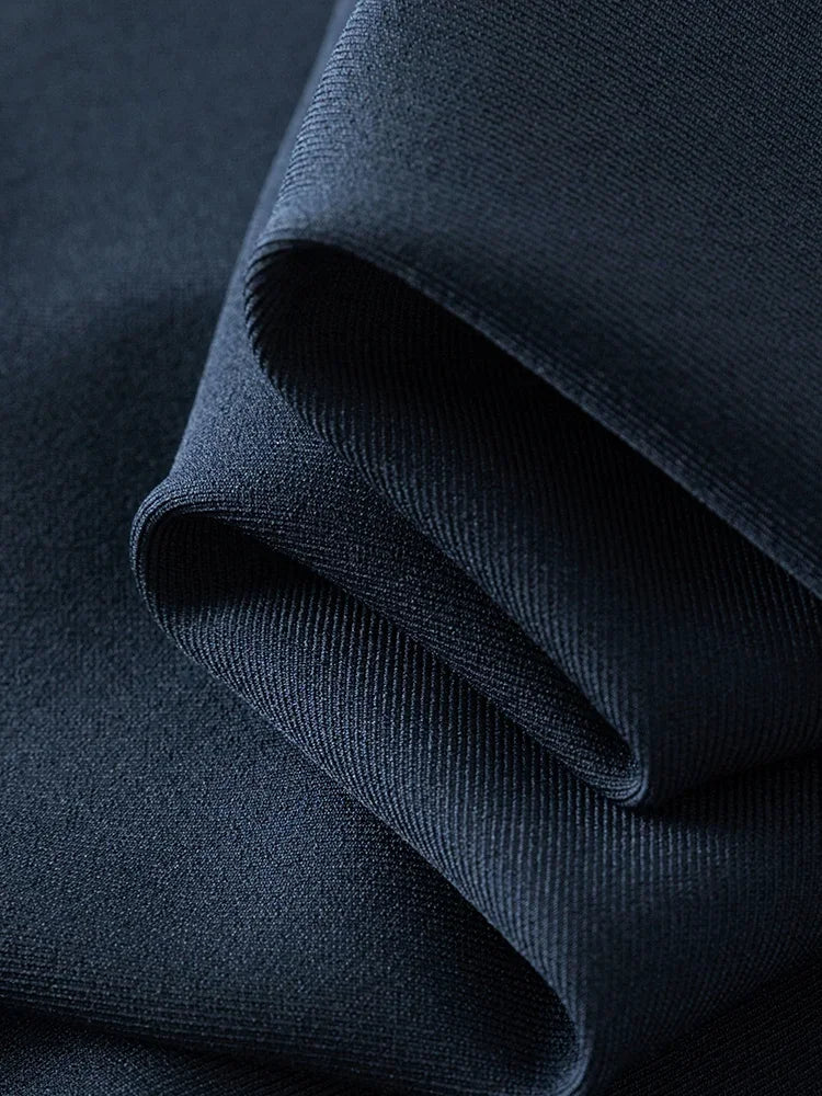 FSLE 2025 New Arrival Women Zipper Waist Office Lady Elegant Grey Skirt Pleated Design Navy Blue Color Long Skirt Daily Outfits.