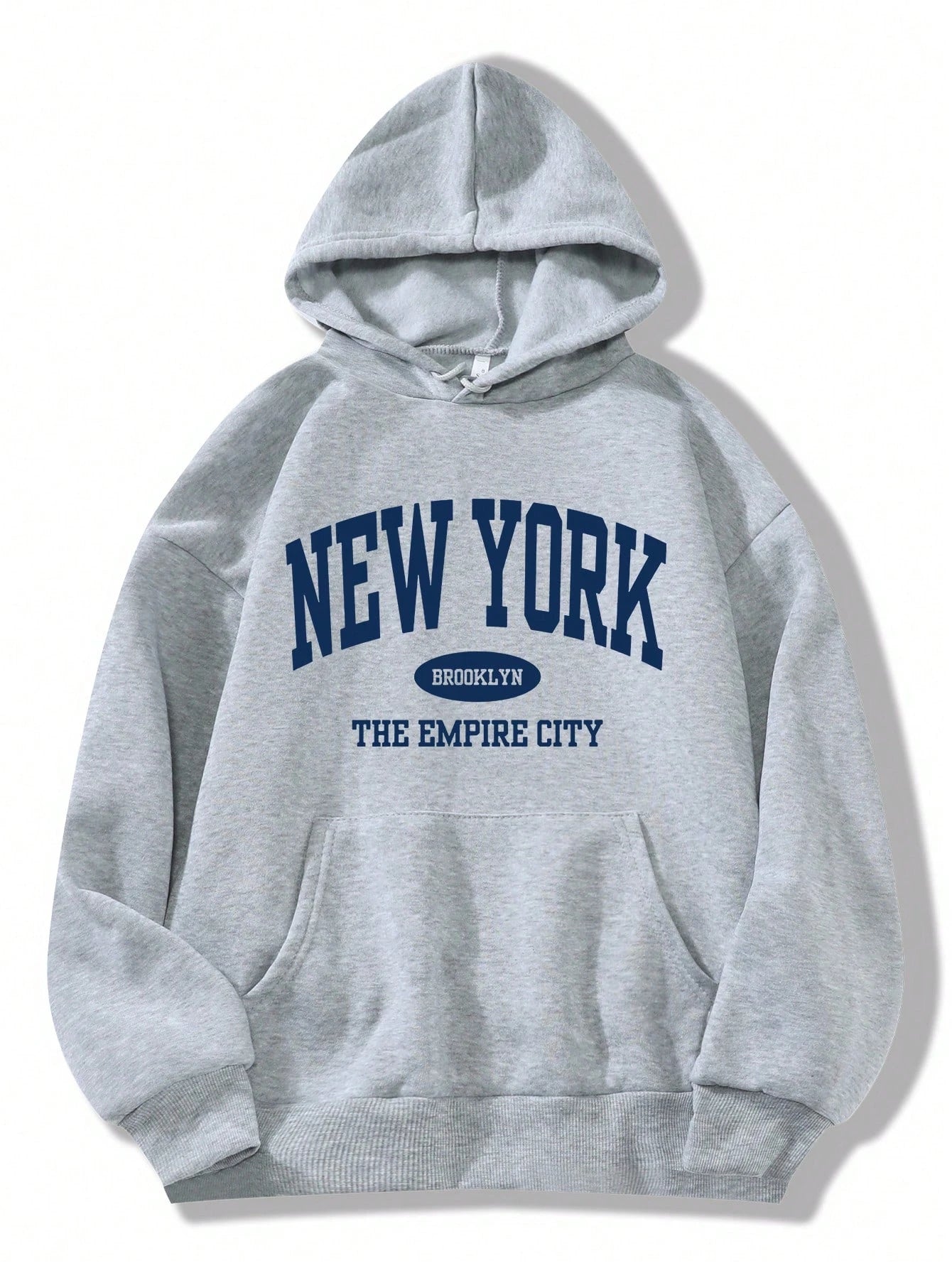 New York Text pattern Pocket Drawstring Hoodie Fleece Warm Hoodies Long Sleeve Tops Autumn Fashion Hoody Casual Loose Streetwear.