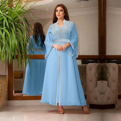 Arabische Robe Mode Nahen Osten Muslimischen Kaftan Dubai Hot Fix Diamant Party Abendkleider für Frauen Kerb Stehkragen Vestidos.