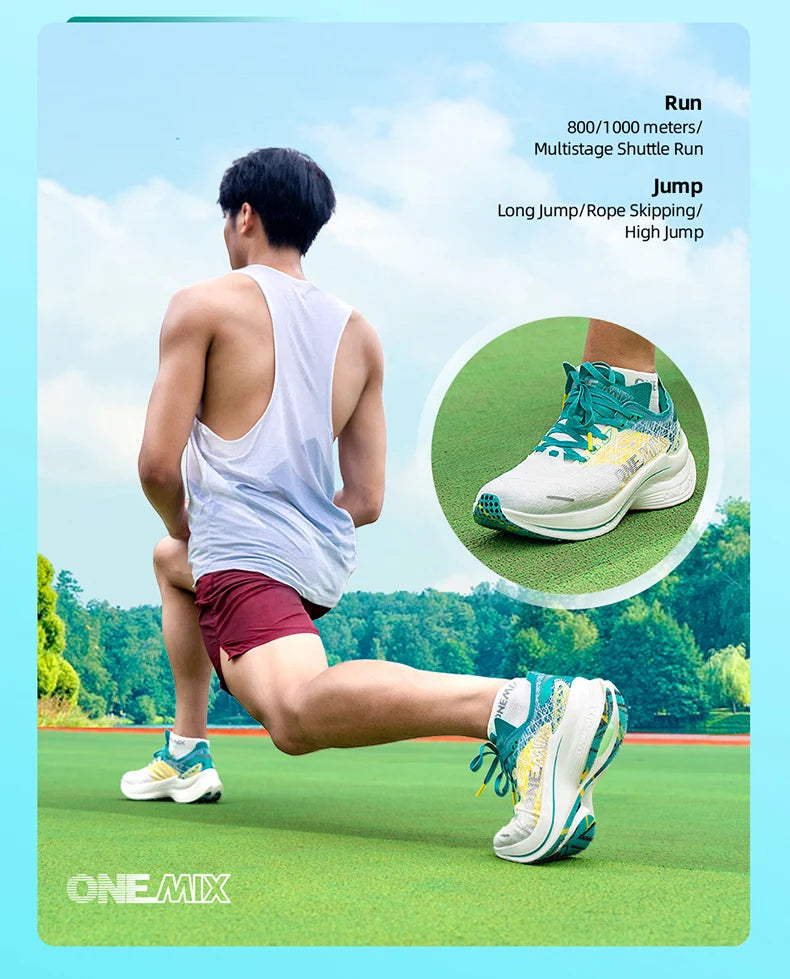 ONEMIX Marathon Carbon Plate Running Shoes Shock Absorption Ultra-light Sports Shoes Rebound Technology Outdoor Men Sneakers.