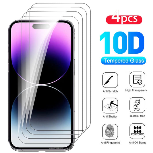 4PCS Tempered Glass Case For iPhone 15 17 16 Pro Max Protective Glass iPhone16E 14Pro iphone17 Pro Max Screen Protect Film Cover.