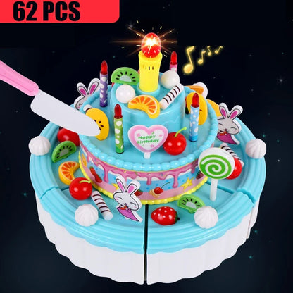 Pretend Play Tea Set Utensils Cut Kids Play House Birthday Cake Toys Children Toy Food Cake Model Girl Simulation Kitchen Coffee