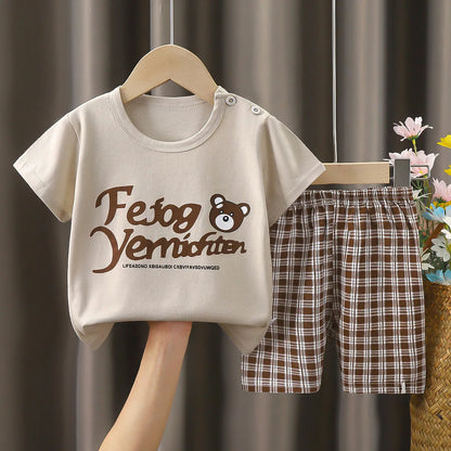 Sommer Cartoon T-Shirt Shorts Kinder Jungen Set Baumwolle T-Shirts Hosen Freizeit Jungen und Mädchen Babys Kleidung lässig 2 stücke.