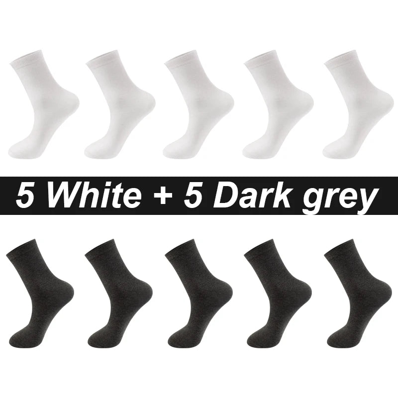 10Pairs/Lot Men Combed Cotton Socks Black Casual Business Breathable High Quality Man Sock New For Male Plus Size EU38-48