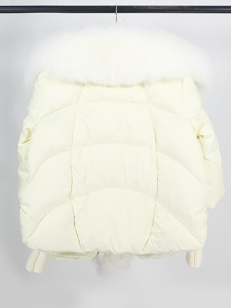 Lose Natürliche Echt Fox Pelz Kragen Mantel Dicke Neue Europäische Mode Weiße Ente Unten Jacke Winter Frauen Warme Luxus Oberbekleidung
