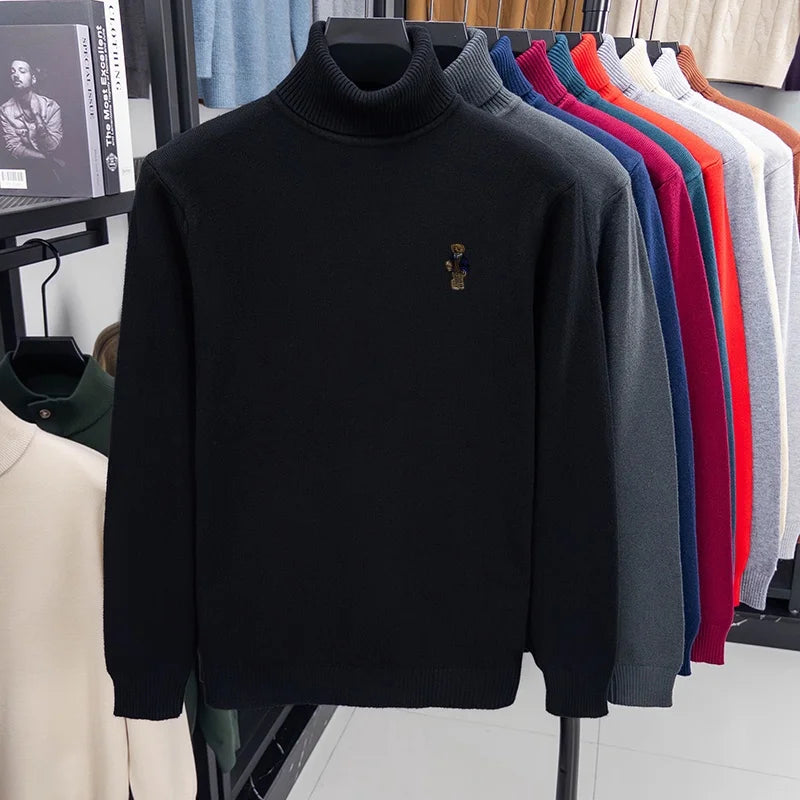 Designer Original Men's Turtleneck Knit Sweater High Neck Pullover Soft Warm Thick Anti-Pilling Casual Business Autumn Winter.