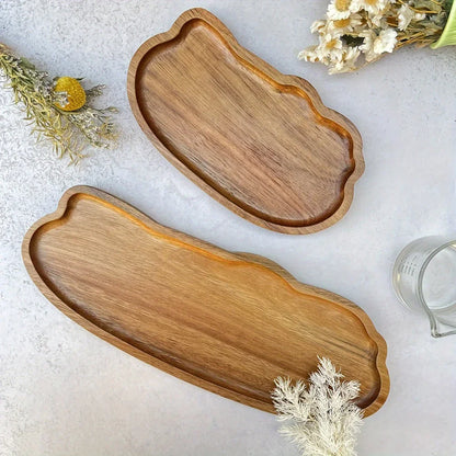 Japanese Style Wooden Tea Coffee Tray Fruit Dessert Candy Plate Wood Decorative Bread Snack Cake Food Dish Trays Tableware.