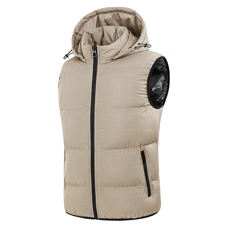 New Men Autumn Thicken Sleeveless Vests Jacket Coat Mens Winter Warm Detachable Hat Outwear Waistcoat Hooded Vest Jacket Male