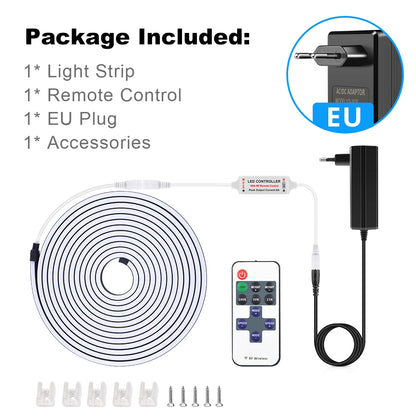 Waterproof COB LED Strip Lights 24V Flexible Neon Light Black Silicone Tube Linear Dimmable Lighting with Touch Sensor Switch.