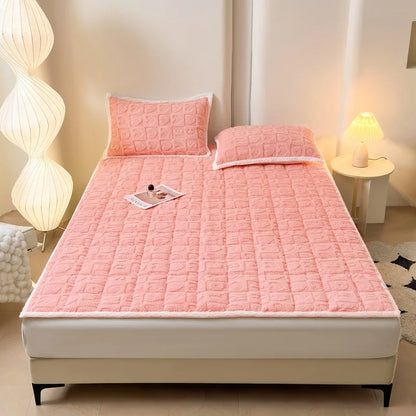Winter Taft Velvet Mattress Topper Pad Fleece Bedspread Fold Non-slip Thin Tatami Mat Student Dormitory Bed Sheet Mattress Cover