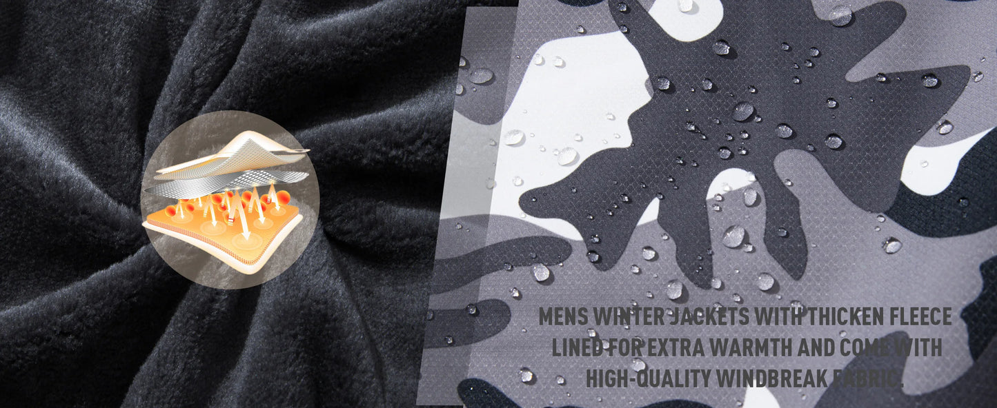 TACVASEN Fleece Lining Mountain Jackets Mens Hiking Jackets Outdoor Removable Hooded Coats Ski Snowboard Parka Winter Outwear.