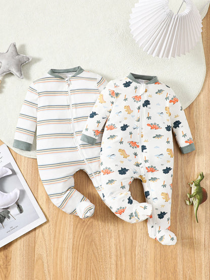 Zweiteiliger, langärmliger, einteiliger Strampler aus Bambusfaser für Säuglinge und Neugeborene, geeignet für Jungen und Mädchen im Frühling und Herbst..