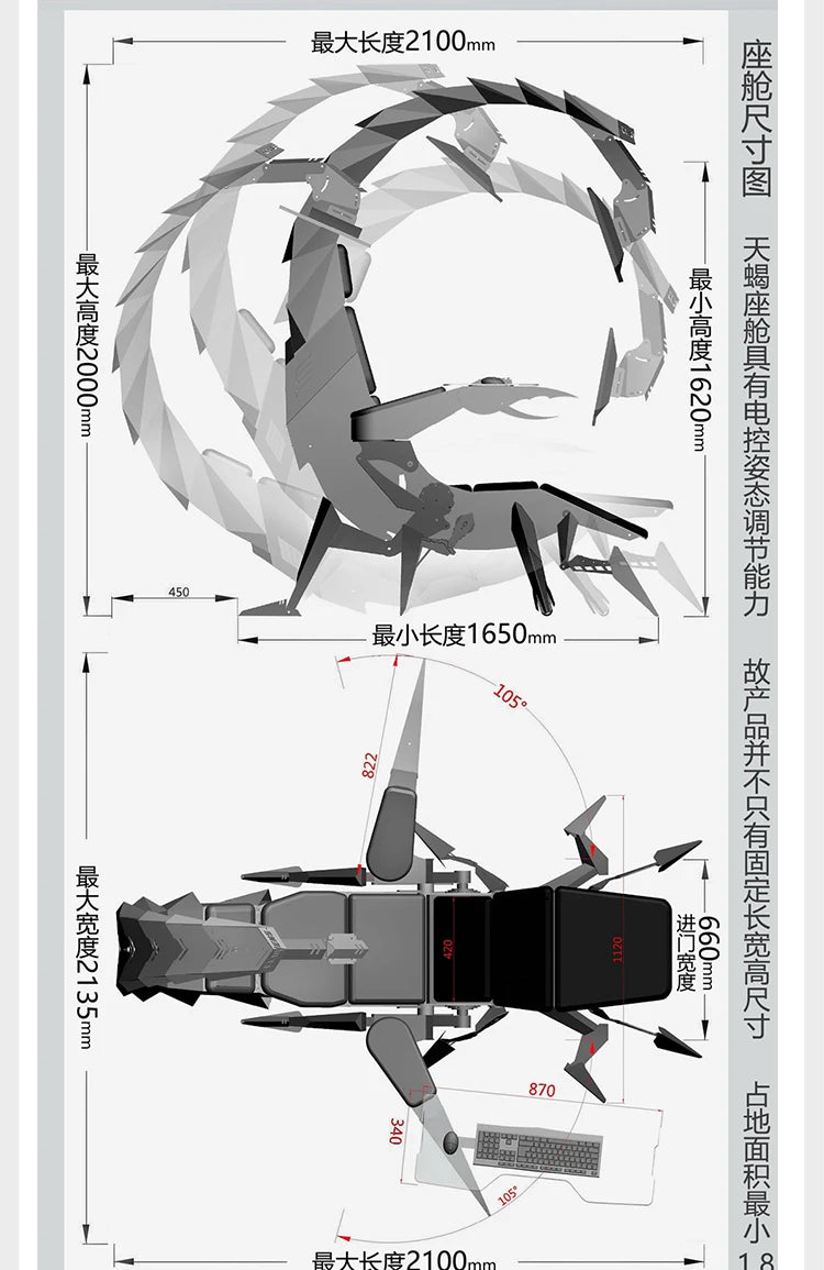 Heiße Luxus-Home-Office-Möbel Zero Gravity Großhandel Computer Cluvens Gaming-Stuhl Scorpion Chair für 3 oder 5 Monitore