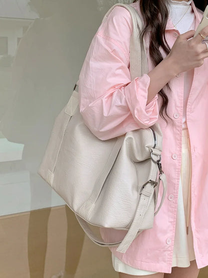 Fashion Tote Bag Leather Women Bag Simplicity Handbag Solid Vintage Shoulder Messenger Bag for Ladies