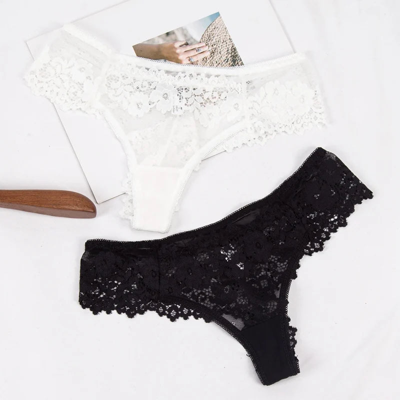 Women Panties Sexy Underwear Black Lace Panties Lingerie Female Floral Lace Briefs Perspective Finetoo Design Ladies Pantys.