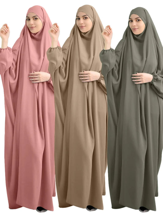 Eid Hooded Muslim Women Hijab Dress Prayer Garment Abaya Long Khimar Full Cover Ramadan Gown Abayas Islamic Clothes Niqab jilbab.