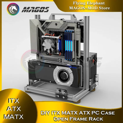 DIY Gamers Cabinet MOD ITX MATX PC Case Open Frame Aluminum Creative ATX Tower Desktop Gaming Computer Chassis Rack.