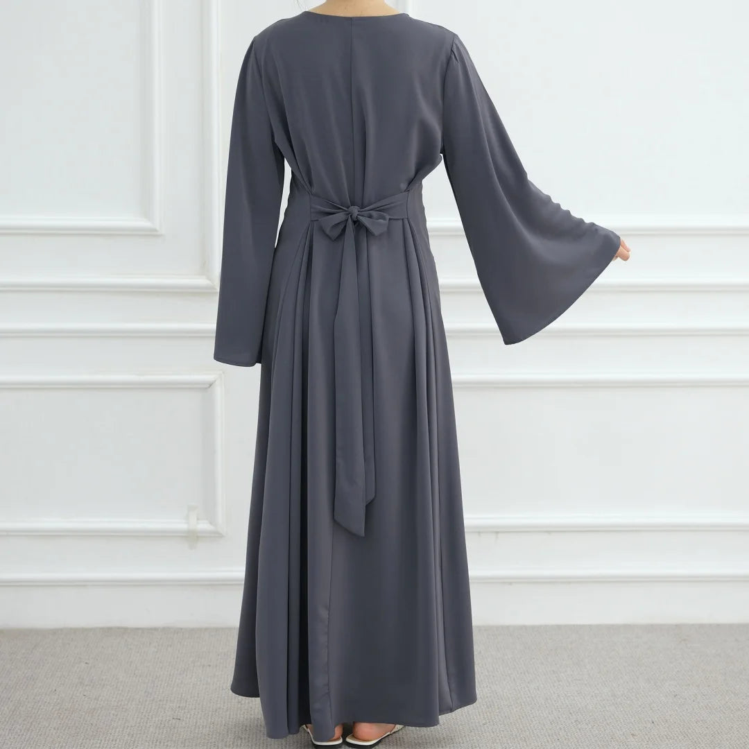 Bandage Plain Abaya Dubai For Women Kaftan Muslim Modest Long Dresses Islam Caftan Marocain Kebaya Robe Femme Musulmane Vestidos.