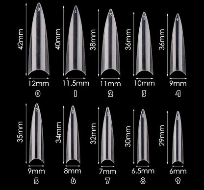 500/600pcs Long Pointed Fake Nail Tips Stiletto Half Cover French Acrylic UV Gel False Nail Extension Press On Nails Manic Tool.