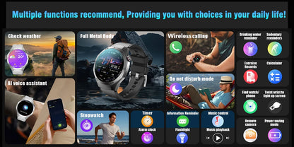 2025New For Android and ios Smart Watch Men AMOLED Screen GPS Motion trajectory Heart Rate Bluetooth Calls SmartWatch Waterproof.