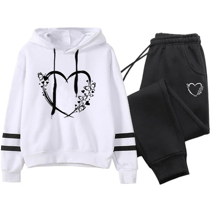 Loose and Comfortable Two Piece Set for Women Stripe Women's Tracksuit 2025 Women's Sports Suit Casual Hoodie Daily Jogging Sets.