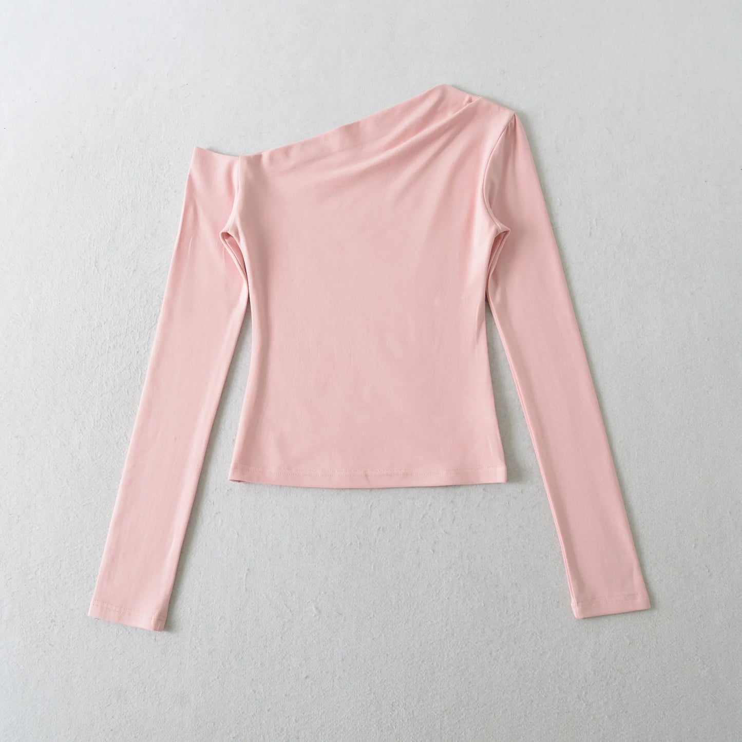 Women Long Sleeve One Shoulder Basic Top Tee Tshirt.