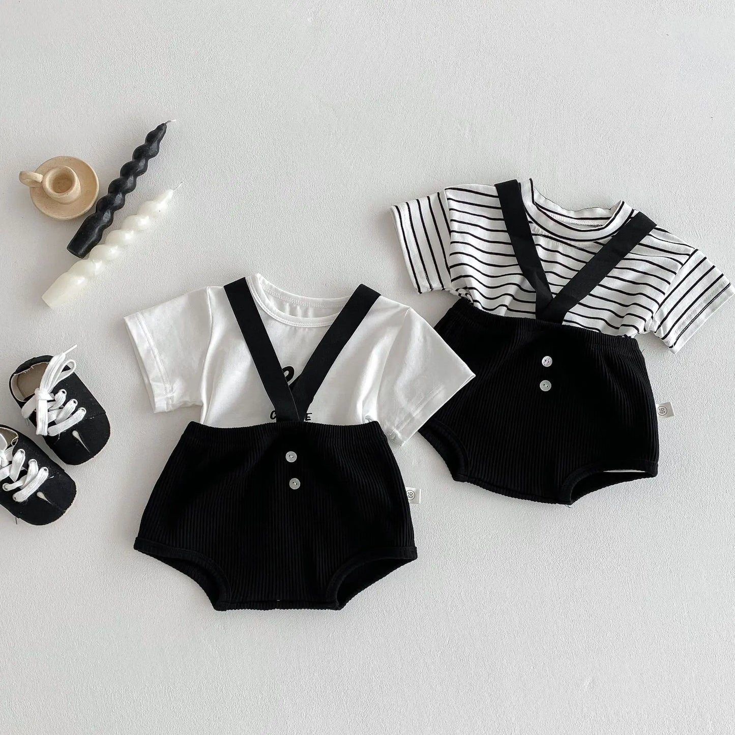 Baby Kleidung Sommer Neugeborenen Baby Jungen Mädchen Body Einfarbig Overalls Oder Infant Casual Gestreiften Brief Kurzarm T Shirts.