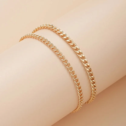 Gold Ankle Bracelets for Women K Gold Plated/Silver Anklets for Women Waterproof Minimalist Cuban Link Anklets Set Gift.