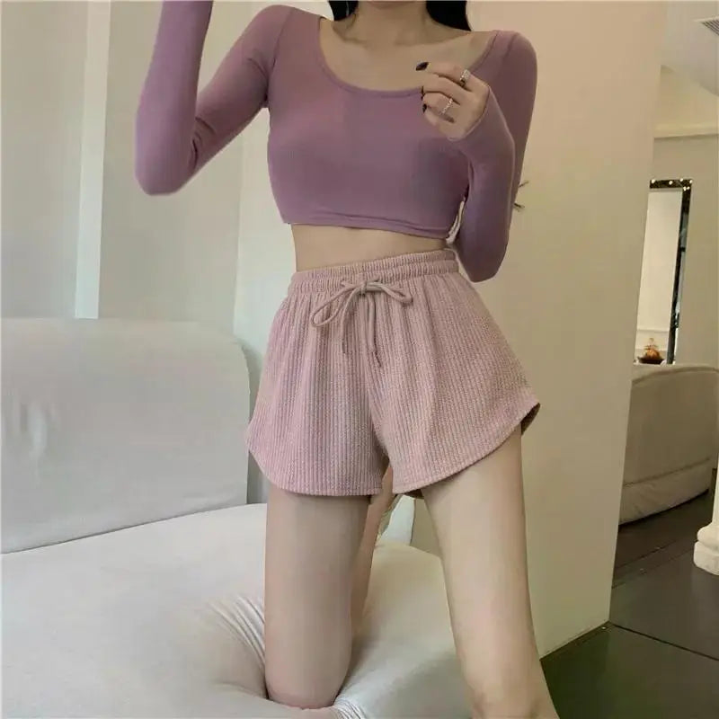 Women Gym Fitness Running Shorts Women's Summer Thin Style Loose Casual Large Size Wide Leg High Waist A-word Sports Hot Pants.
