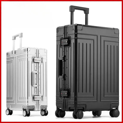 Trolley Box Rollgepäck Silber Koffer mit hoher Kapazität Koffer aus Aluminium-Magnesium-Legierung Universalrad.