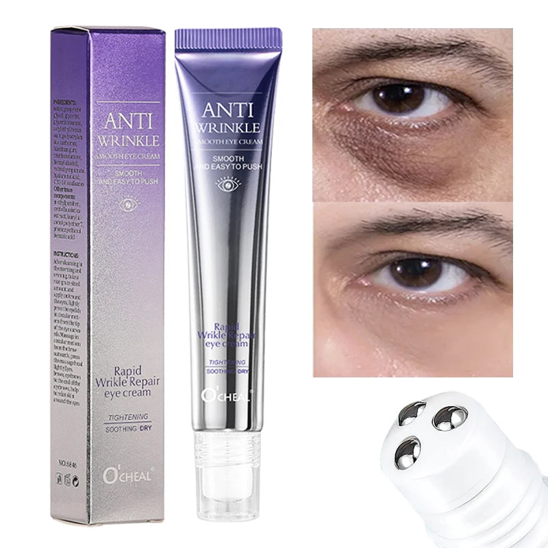 O'CHEAL Anti Wrinkle Anti Dark Circle Eye Cream Roller Massager Moisturizing Eye Bags Anti Aging Hyaluronic Acid Eye Skin Care.