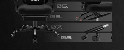 SUKIDA Gaming-Stuhl mit Fußstütze, PC-Stuhl im Racing-Stuhl-Design, ergonomischer Bürostuhl, verstellbar mit Lordosenstütze