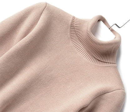 Pullover Für Frauen Winter Verdicken Rollkragen Schlank Stricken Pullover Neue Warme Plüsch Samt Gefüttert Strickwaren Jumper Tops Casual Poleras
