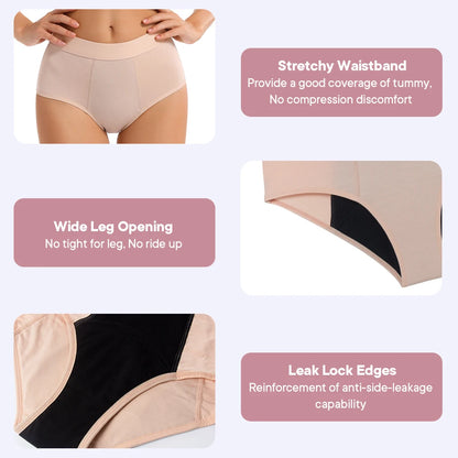 High Waist Menstrual Panties for Women 4-Layer Leakproof Protection Fast Absorbent Period Panties Heavy Flow Briefs.
