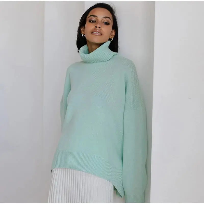 Herbst Und Winter Verdickte Rollkragenpullover frauen Lose Faul Gestrickte Pullover Silhouette Casual Pullover