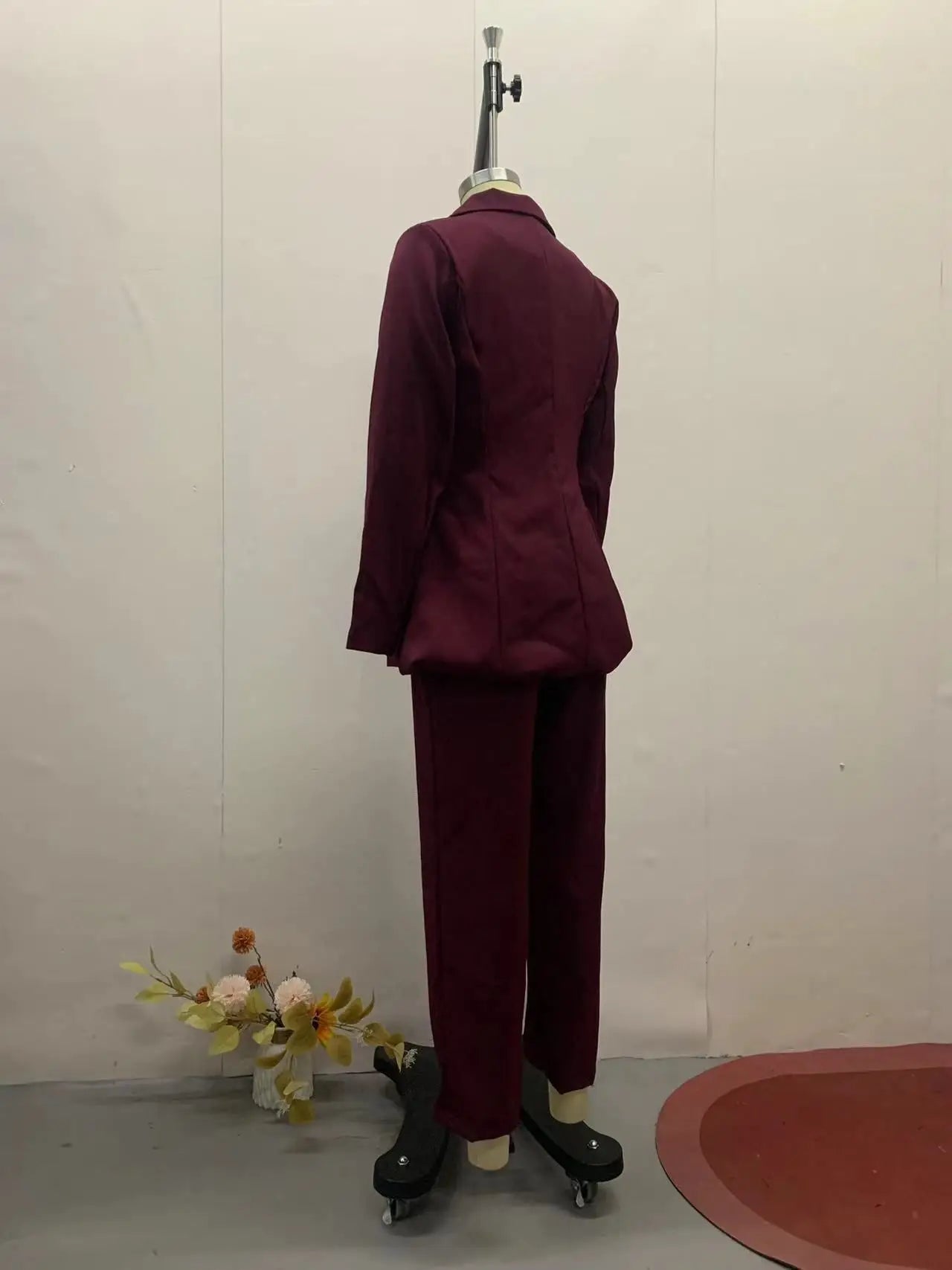 American New Fashion Women's Solid Color Casual Trendy 2 Piece Sets Long Sleeve Suit Blazers Wide Leg Trousers Female Clothes.