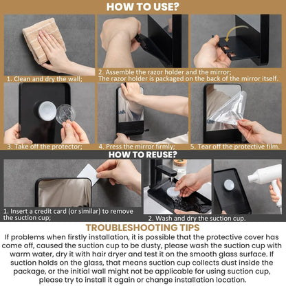 TAILI Acryl Anti Nebel Spiegel Dusche Rasieren Fogless Spiegel Waschraum Zubehör Für Frauen Make-Up Mann Rasieren Bad Werkzeuge