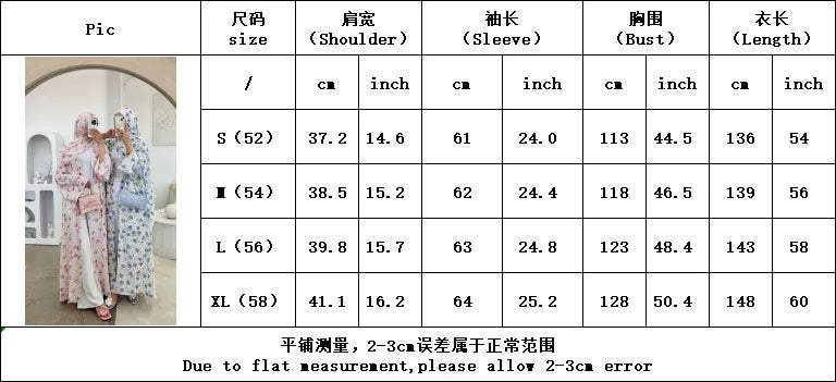 Muslim Abaya Set Luxury EID Islamic Kimono Muslim Women Dress Floral Printed Chiffon Modest Gorgeous Dubai Abaya Dress Suit.