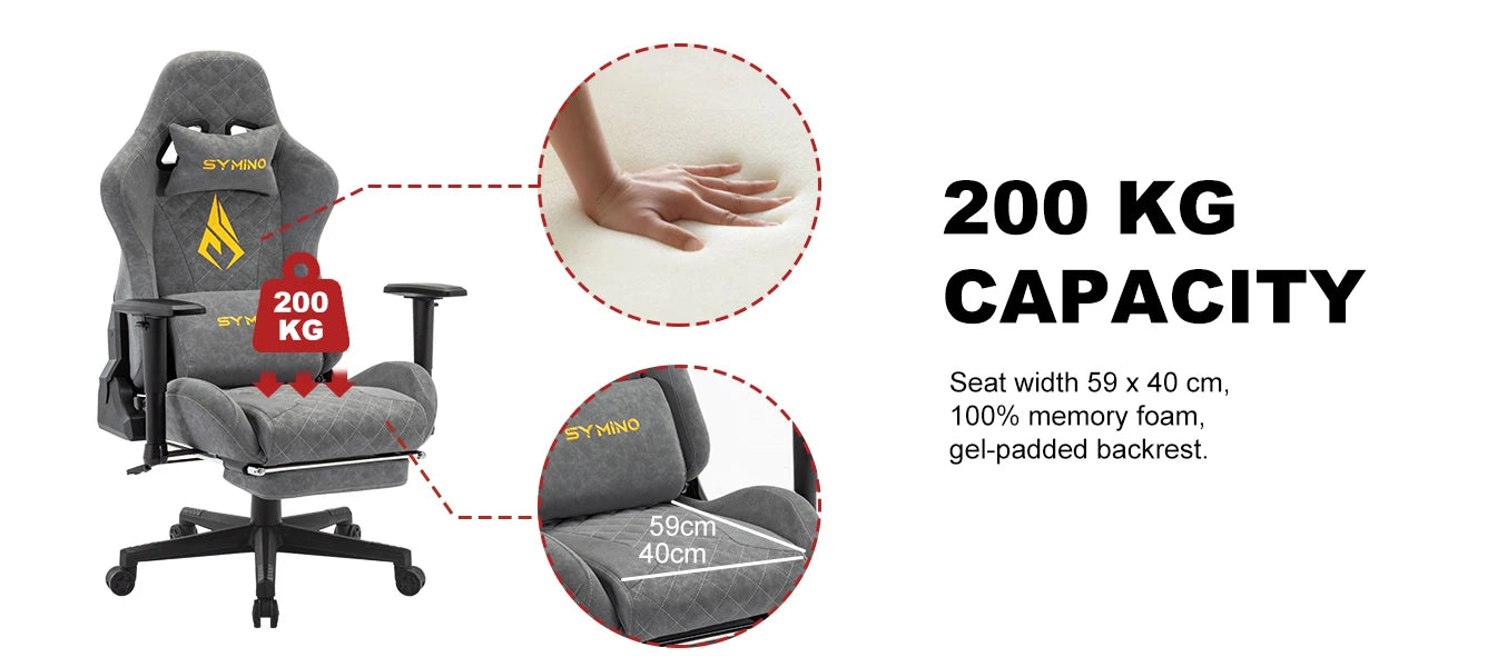 SYMINO Vintage ergonomischer Gaming-Stuhl aus PU-Leder