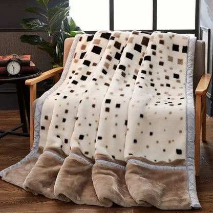 Double Layer Winter Thicken Raschel Plush Weighted Blanket For Bed Warm Heavy Blankets Throw Printed Flowers Fluffy Soft Carpet