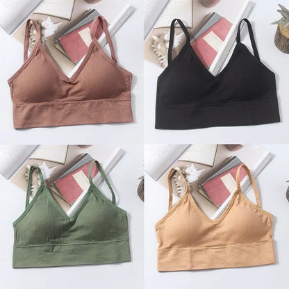 Kit 4 Women Seamless Bra Set, Sexy Beautiful Back Cotton Bra Comfortable Breathable Padded Bra Underwear.