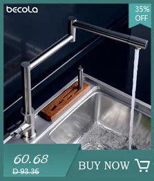 Stainless Steel Wall Mounted Kitchen Faucet Wall Kitchen Mixers Kitchen Sink Tap 360 Degree Swivel Flexible Hose Double Holes