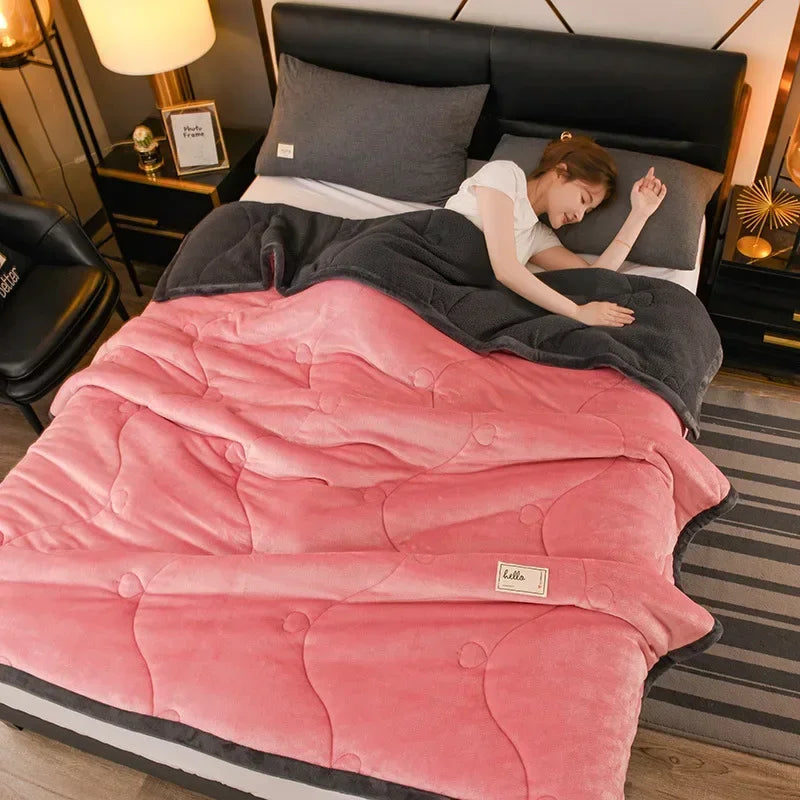 Milk Fleece Autumn Winter Warm Weighted Blankets for Beds European Thickened Beibei Velvet Throw Blanket Warmth Quilt Comforter