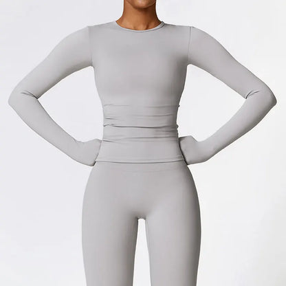 NCLAGEN Yoga Shirts For Women Long Sleeve Winter Fitness Running Gym Clothes Workout Dry Fit Breathable High Elastic Sports Top.