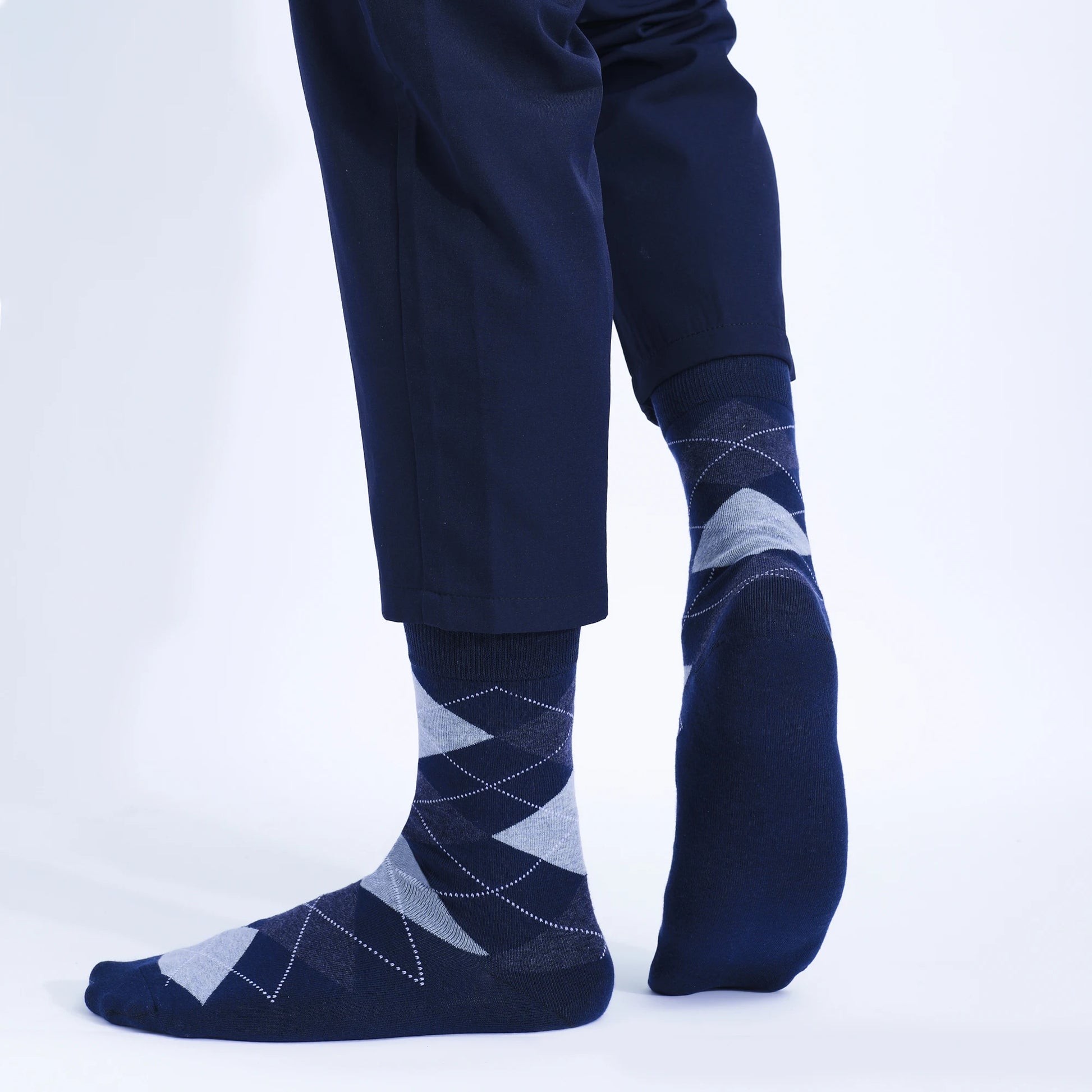 5 Pairs Mens Dress Socks Plus large Size，High Quality Combed Cotton Crew Socks，Black Cool Argyle Breathable Casual Socks for men.