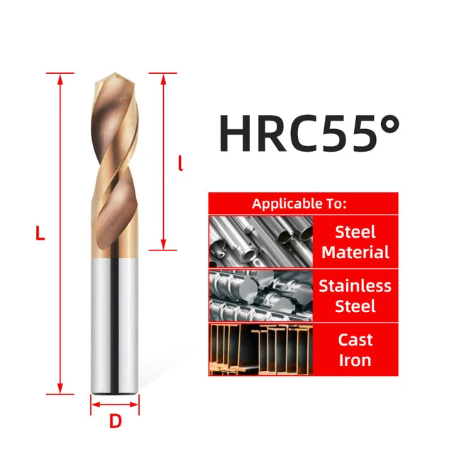 TOOLEYE Hartmetallbohrer Hartmetallbohrer Wolframstahl Spiralbohrer für Metallbearbeitung CNC-Drehmaschine Bohrwerkzeuge 1,0–20,0 mm
